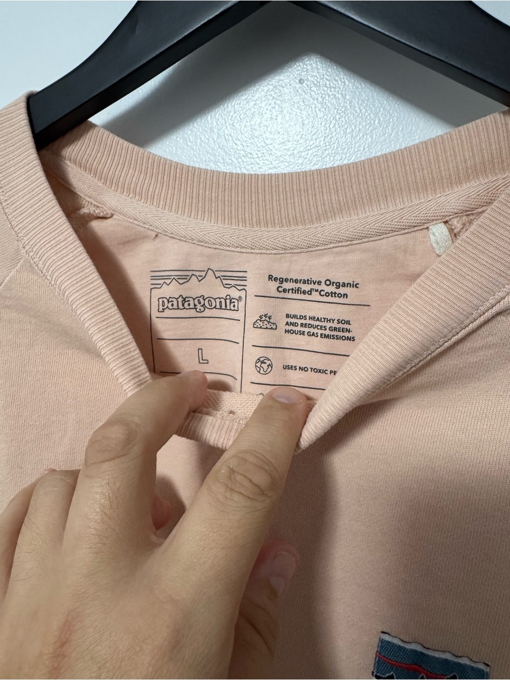 063 PATAGONIA Women's Regenerative Organic Cotton Essential Top - Pink, Large - Picture 7 of 8